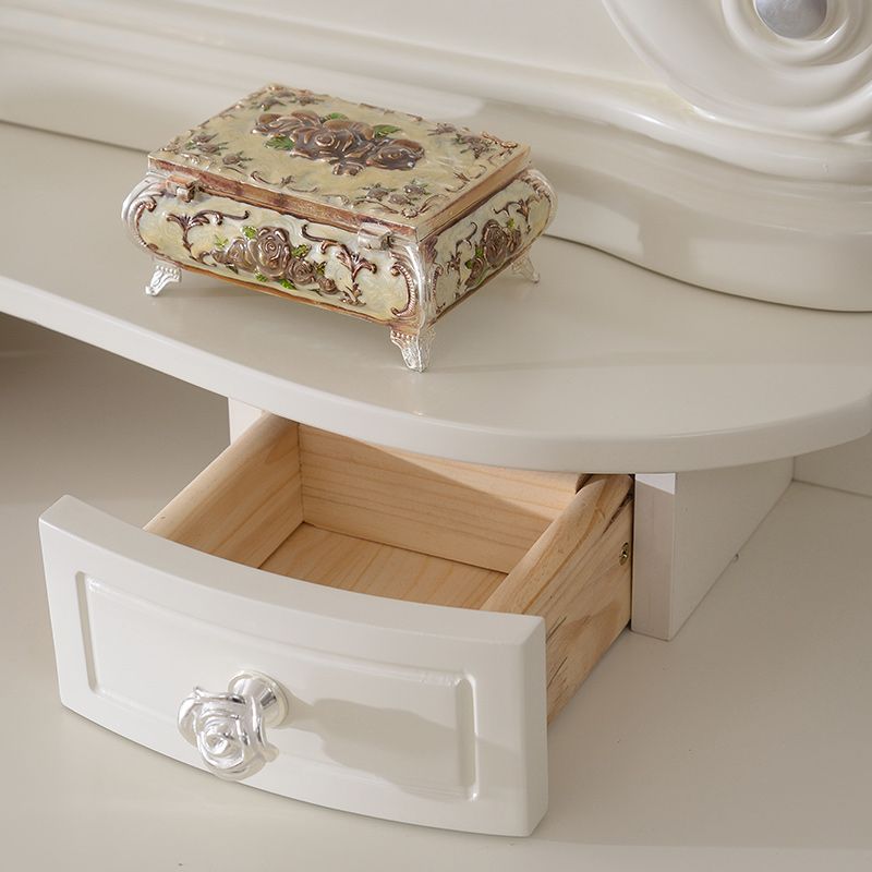 4 Drawers Makeup Table White Make up Table Stool Set Victorian Wood Vanity