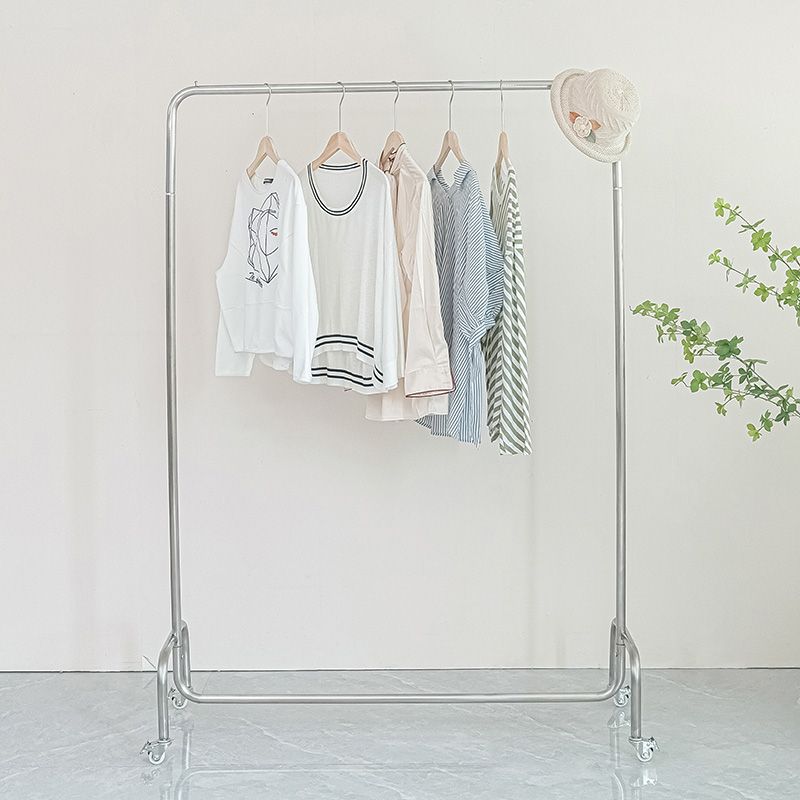 Colgilla de abrigo metálico de estante de estilo industrial con rueda universal