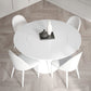 Round Stone Dining Table Modern Pedestal Dining Table in White and Black