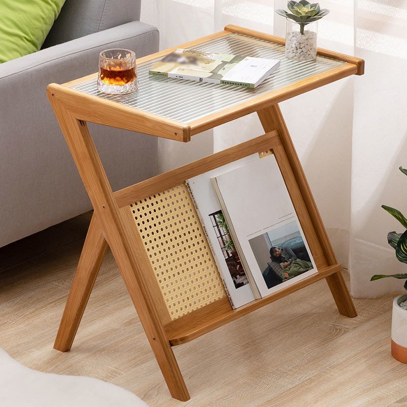 Asian Style Accent Side Table Wood and Glass with Storage and Shelf Corner Table Clearhalo 'Coffee & Accent Tables' 'End & Side Tables' 'end_side_tables' 'furn' 'furn_end_side_tables' 'Furniture' 'Living Room Furniture' 1200x1200_816319df-6d9d-4266-9eec-533421f30251