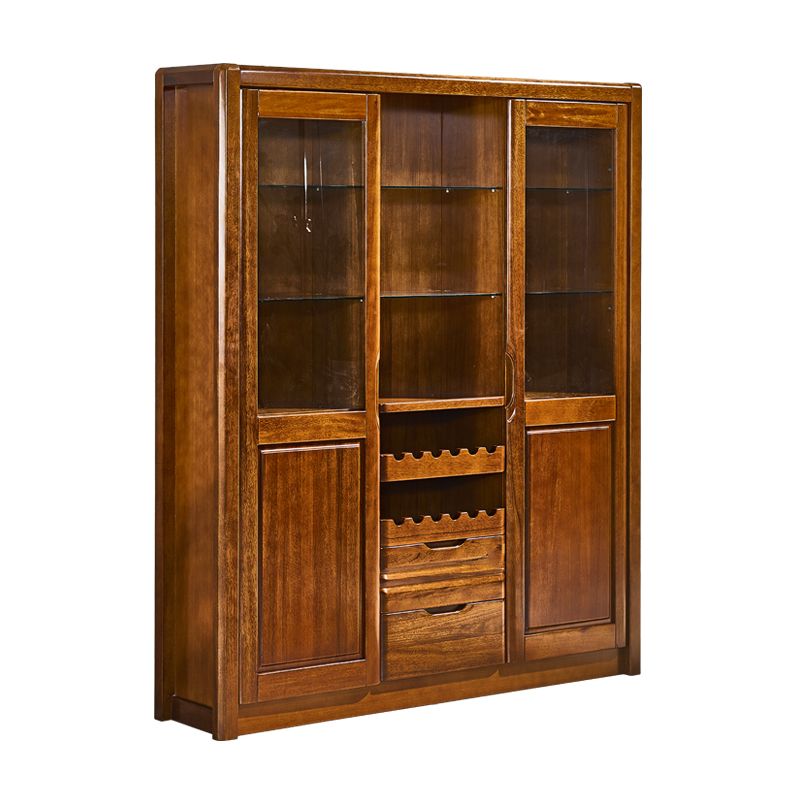 Moderne braune Walnuss -freistehende Weinhalterin mit Lagerregalen