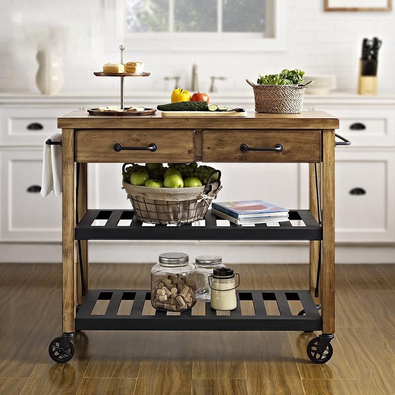 Rolling Kitchen Trolley with Drawer Home Dining Kitchen Trolley Clearhalo 'furn' 'furn_kitchen_islands_carts' 'Furniture' 'Kitchen & Dining Furniture' 'Kitchen Islands & Carts' 'kitchen_islands_carts' 1200x1200_8165360e-ce43-4cd3-8c76-45150e940832