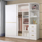 Contemporary White Wood Frame Wardrobe Freestanding Wardrobe with Soft Close Doors
