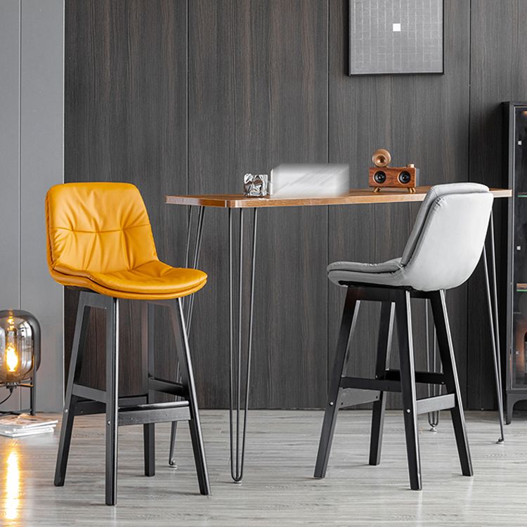 Modern Armless Backrest Counter Stool Wood Milk Tea Shop Bar Stool with Leather Cushion Clearhalo 'Bar Furniture' 'Bar Stools' 'bar_stools' 'furn' 'furn_bar_stools' 'furniture_bar_stools' 'Kitchen & Dining Furniture' 'kitchen&dining_furn' 'kitchen' 'kitchen_furn' Furniture' 1200x1200_81656ccb-eec6-4274-a926-812cac94bae1