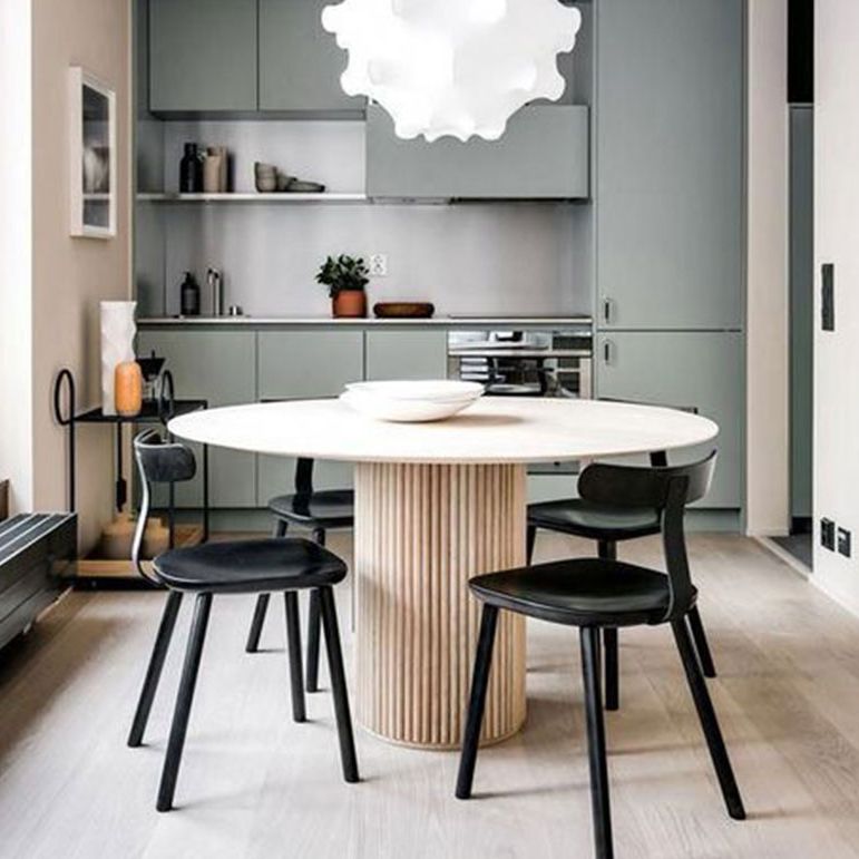Round Pedestal Dining Site Table Contemporary Style Pine Solid Wood Dinette Table Clearhalo 'Dining Tables & Seating' 'Dining Tables' 'dining_table' 'furn' 'furn_dining_table' 'Furniture' 'furniture_dining_table' 'Kitchen & Dining Furniture' 1200x1200_816669c0-39f0-40fd-a522-6fdfc8f7b1a1