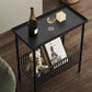 Rectangle Tray Top Side Table 21.65" Tall Iron 4 Legs End Table with Shelf