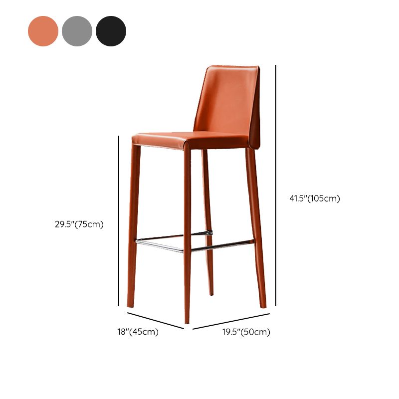 Tabouret de bar moderne avec dossier en cuir, tabouret de comptoir pour salon