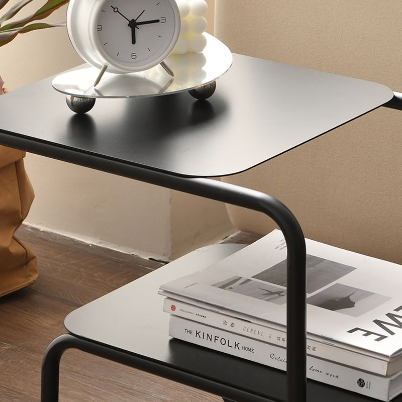 Modernistic Sled Base Side Table Rectangular Metal Top End Table with Shelf Clearhalo 'Coffee & Accent Tables' 'End & Side Tables' 'end_side_tables' 'furn' 'furn_end_side_tables' 'Furniture' 'Living Room Furniture' 1200x1200_8167fca6-c2e5-4e9c-85bc-cae77bd18388