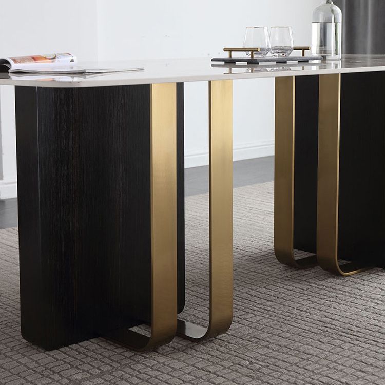 Luxury Sintered Stone Top Dining Table Rectangle Table with Double Pedestal in Black and Gold Clearhalo ' dining_table' 'Dining Tables & Seating' 'Dining Tables' 'furn' 'furn_dining_table' 'Furniture' 'furniture_dining_table' 'Kitchen & Dining Furniture' 'kitchen&dining_furn' 'kitchen' 'kitchen_dining_table' 1200x1200_81680454-ff11-4e83-bea3-88bdd3192d92