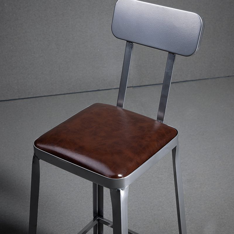 Armless Indoor Barstool Industrial Leather Counter Stool Brushed Silver Clearhalo 'Bar Furniture' 'Bar Stools' 'bar_stools' 'furniture_bar_stools' 'Kitchen & Dining Furniture' 'kitchen&dining_furn' 'kitchen' 'kitchen_furn' Furniture' 1200x1200_816a766d-3fbd-4eee-916e-34d25a90d7f2