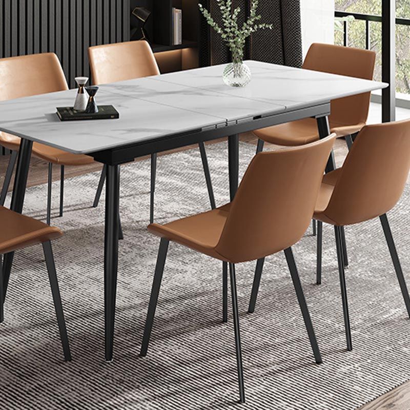 Rectangular Sintered Stone Dining Table Modern Furniture with 4 Legs for Home Clearhalo 'Dining Tables & Seating' 'Dining Tables' 'dining_table' 'furn' 'furn_dining_table' 'Furniture' 'Kitchen & Dining Furniture' 1200x1200_816d49a8-dde9-49dd-8009-c8859f14bfe6