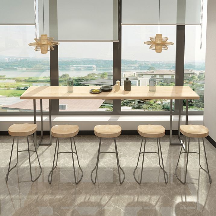 Modern Bistro Bar Table Rectangle Wood Double Pedestal Bar Table Clearhalo 'Bar Furniture' 'Bar Tables' 'bar_tables' 'furn' 'furn_bar_tables' 'Furniture' 'Kitchen & Dining Furniture' 1200x1200_816ef26f-af6f-49bd-946c-031df31f676d