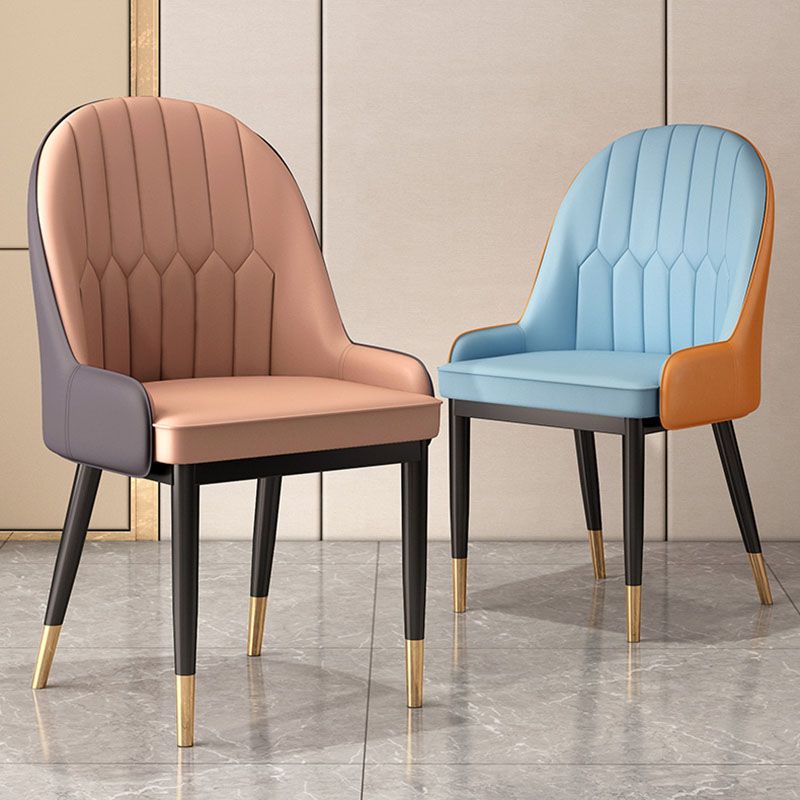 Scandinavian Style Arm Solid Back Dining Side Chair PU Leather Dining Chairs Clearhalo 'Dining Chairs' 'Dining Tables & Seating' 'dining_chair' 'furn' 'furn_dining_chair' 'Furniture' 'furniture_dining_chair' 'Kitchen & Dining Furniture' 1200x1200_817016fd-9b34-4ded-a399-13e343262e51