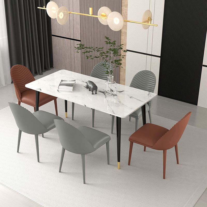 Modern Metal Dining Room Chairs Armless Faux Leather Dining Chair for Restaurant Clearhalo ' kitchen&dining_furn' 'Dining Chairs' 'Dining Tables & Seating' 'dining_chair' 'furn' 'furn_dining_chair' 'Furniture' 'furniture_dining_chair' 'Kitchen & Dining Furniture' 'kitchen' 1200x1200_81709d44-157f-4c5a-989f-93312d4db3a6