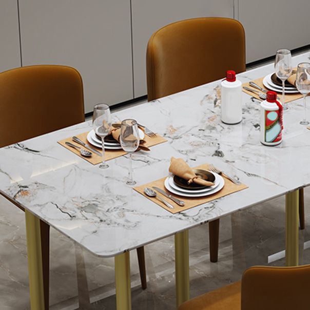 Nordic Dining Set 1/5/7 Pieces Rectangle Stone Dining Table for Kitchen