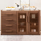 Moderne Sideboard Holzglas Türen Seitenbrett mit Schubladen und Schränken