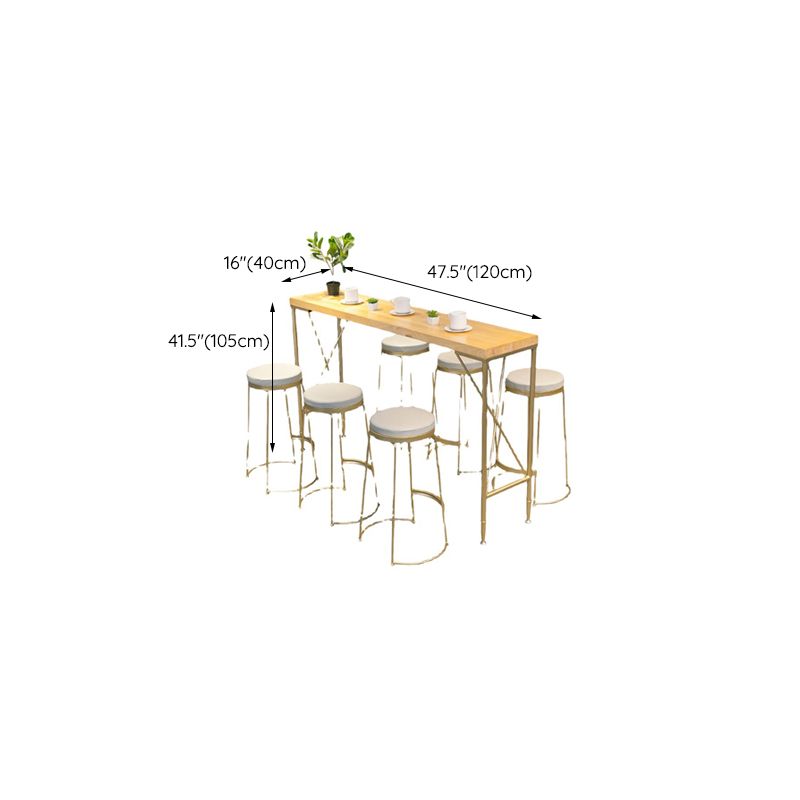 Moderne rechthoekige massief houten bartafel Eettafel met metalen onderstel