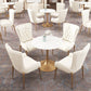 Glam Style Sintered Stone Dining Room Set Standard Height with Gold Base Dining Set Clearhalo 'Dining Room Sets' 'Dining Tables & Seating' 'dining_room_set' 'furn' 'furn_dining_room_set' 'Furniture' 'furniture_dining_room_set' 'Kitchen & Dining Furniture' 'kitchen&dining_furn' 'kitchen' 1200x1200_817460dc-7451-4c78-a0d5-91b07a7aebf7