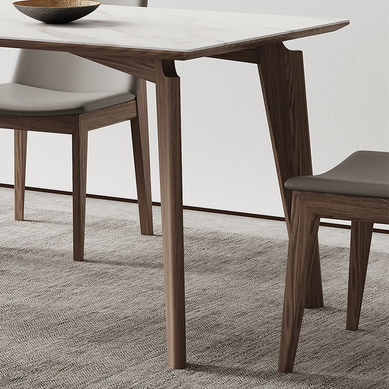 Minimalist Rectangle Sintered Stone Dining Table for 4/ 6with Wooden Base Dining Set for Restaurant Clearhalo 'Dining Room Sets' 'Dining Tables & Seating' 'dining_room_set' 'furn' 'furn_dining_room_set' 'Furniture' 'furniture_dining_room_set' 'Kitchen & Dining Furniture' 'kitchen&dining_furn' 'kitchen' 1200x1200_817475dc-5007-412e-a6ab-782c741e59dd