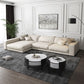 Bras carré ivoire canapé sectionnel coussin arrière en faux cuir sectionnel contemporain