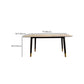 Mesa de comedor rectangular moderna de mediados de siglo con tapa de piedra y patas de madera maciza