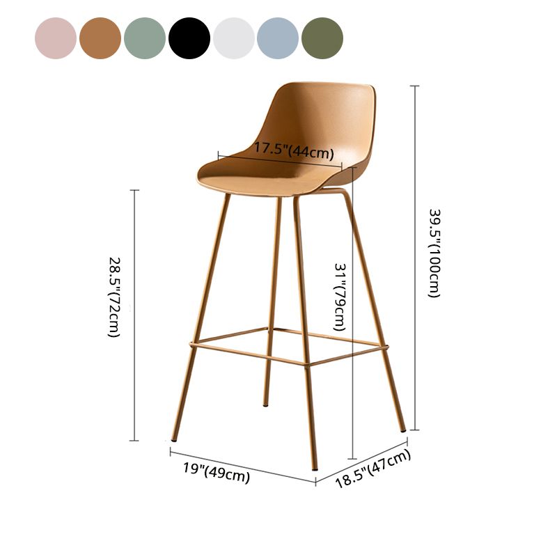 Scandinavian Metal Plastic Counter Stools Low Back Indoor Bar Stool with Bucket Seat Clearhalo 'Bar Furniture' 'Bar Stools' 'bar_stools' 'furniture_bar_stools' 'Kitchen & Dining Furniture' 'kitchen&dining_furn' 'kitchen' 'kitchen_furn' Furniture' 1200x1200_8175486b-5110-41d1-b151-c09f7adca8f2