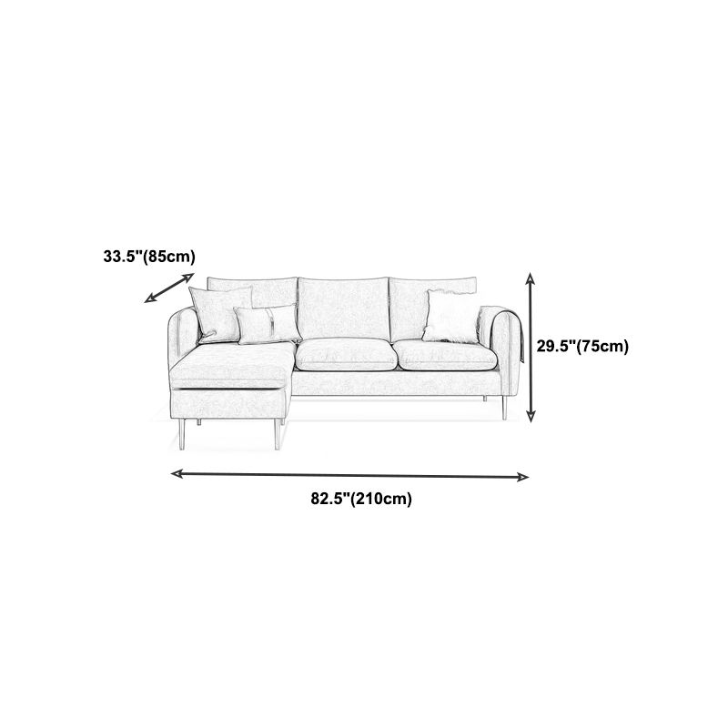 Scandinavian Velvet Sofa with 3 Pillows and Storage for Apartment Clearhalo 'furn' 'furn_sectionals' 'Furniture' 'furniture_sectionals' 'kitchen' 'kitchen_sectionals' 'Living Room Furniture' 'Sectionals' 1200x1200_8176c4fc-d978-49b3-8765-77f5338e7204