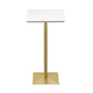 Mesa de pub de mármol sintético, mesa de bar de cócteles en blanco glamuroso con pedestal de metal