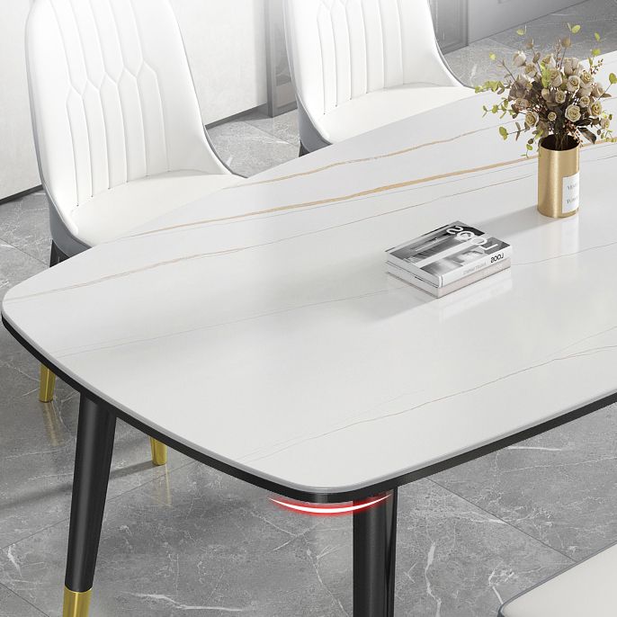 Modern Sintered Stone Top Kitchen Dining Table Rectangle Shape Dining Table with 4 Legs Base Clearhalo ' dining_table' 'Dining Tables & Seating' 'Dining Tables' 'Furniture' 'furniture_dining_table' 'Kitchen & Dining Furniture' 'kitchen&dining_furn' 'kitchen' 'kitchen_dining_table' 1200x1200_8177fd25-c71d-4b2d-8e8d-208e73dc65f7