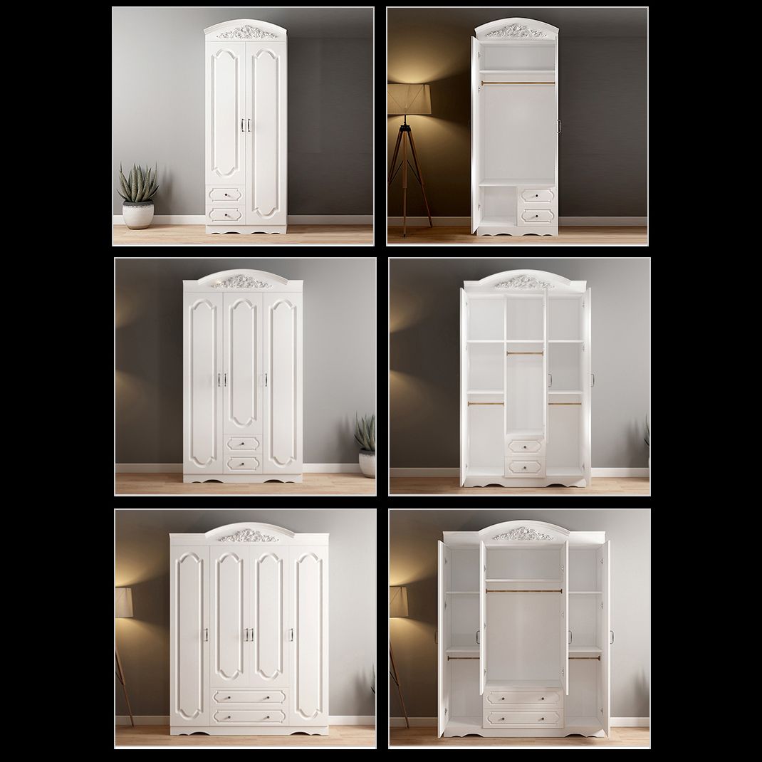 Engineered Wood Cabinet with 2 Drawers French Country White Wardrobe for Home Clearhalo 'Armoires & Wardrobes' 'armoires_wardrobes' 'Bedroom Furniture' 'furn' 'furn_armoires_wardrobes' 'Furniture' 1200x1200_817808db-f92b-490d-a18c-9e10430298dd