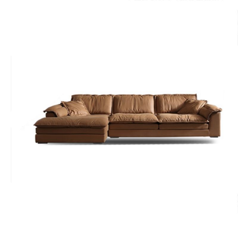 Divano top cuscino marrone e chaise in pelle finta divano posteriore sciolto - 30,7 "h
