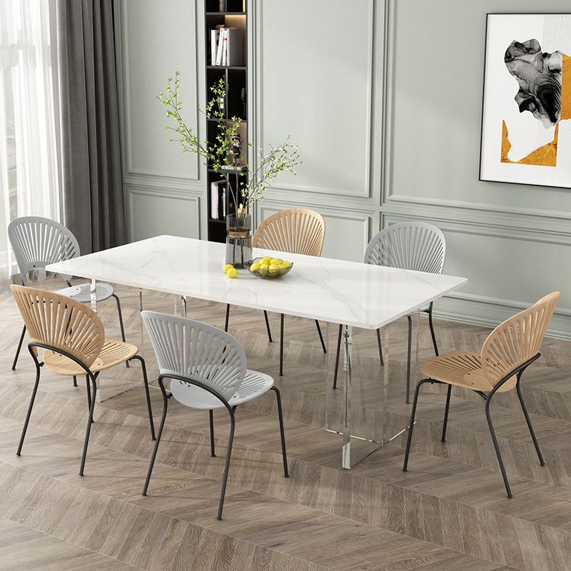 Mesa de comedor rectangular con piedra blanca mesa moderna