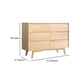 Traditional Horizontal Double Dresser Wood Storage 6 Drawers Dresser for Bedroom