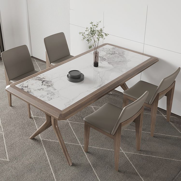 Modern Rectangular Stone Top Dining Table with Solid Wood Legs for Living Room Clearhalo 'Dining Tables & Seating' 'Dining Tables' 'dining_table' 'furn' 'furn_dining_table' 'Furniture' 'Kitchen & Dining Furniture' 1200x1200_817999e4-d421-478a-8a35-a916dd34d29e