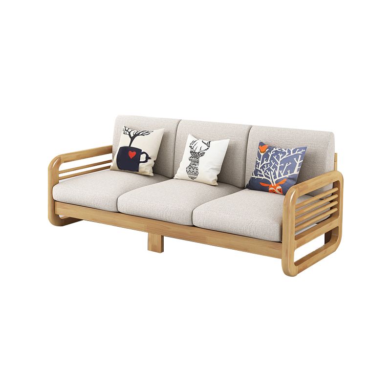 Rustic Wooden Frame Sofa Square Arm Couch with Pillow Back in Natural/Walunt Finish Clearhalo 'furn' 'furn_sofas' 'Furniture' 'furniture_sofas' 'Living Room Furniture' 'Sofa' 'sofas' 1200x1200_817a8e31-e524-407f-84fd-7f09b178eabf