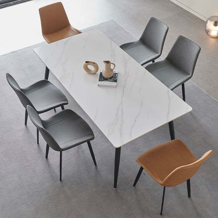 Sintered Stone Dining Table 4 Legs Carbon Steel Base Rectangle Table for Home Clearhalo ' dining_table' 'Dining Tables & Seating' 'Dining Tables' 'furn' 'furn_dining_table' 'Furniture' 'furniture_dining_table' 'Kitchen & Dining Furniture' 'kitchen&dining_furn' 'kitchen' 'kitchen_dining_table' 1200x1200_817afc2b-85e2-4db1-a100-8773335f091a