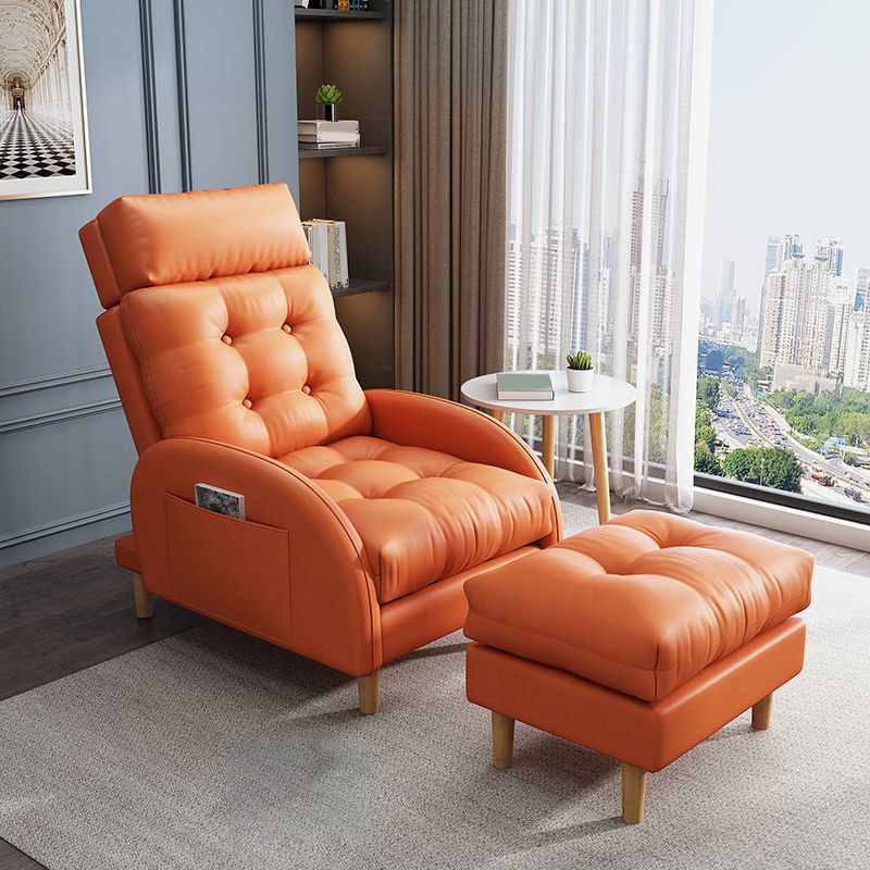 Contemporary Bonded Leather Tufted Cushions with Ottoman Lounge Accent Chair Clearhalo 'Accent Chairs' 'accent_chairs' 'Chairs & Seating' 'furn' 'furn_accent_chairs' 'Furniture' 'Living Room Furniture' 1200x1200_817b18c1-a3f4-482d-b345-49e332dc28c2