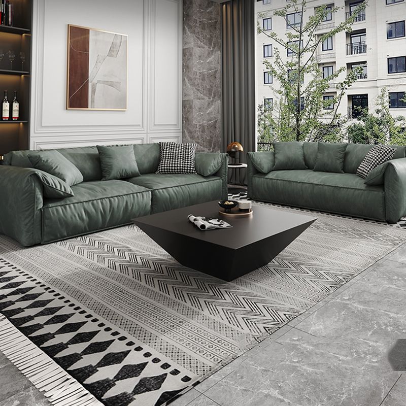 Green Contemporary Faux Leather Pillow Top Arm Standard Sofa with Loose Back Clearhalo 'furn' 'furn_sofas' 'Furniture' 'furniture_sofas' 'kitchen' 'kitchen_sofas' 'Living Room Furniture' 'Sofa' 'sofas' 1200x1200_817b7fb3-1e76-4f8d-a039-4f777c1dee12