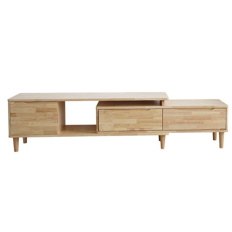 Console multimediale moderna Console TV in legno di gomma con 2 cassetti e ante
