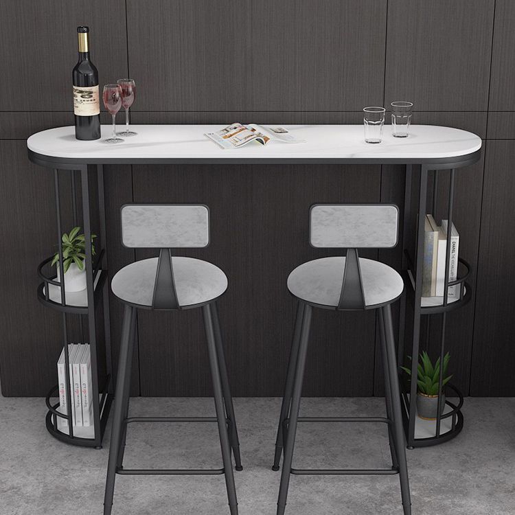 Double Storage Base Bar Dining Table Modern Oval Bar Dining Table Clearhalo 'Bar Furniture' 'Bar Tables' 'bar_tables' 'furn' 'furn_bar_tables' 'Furniture' 'Kitchen & Dining Furniture' 1200x1200_817dd764-e189-4f01-8b0b-23354364053b
