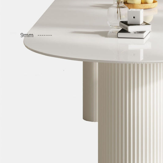 Mesa de comedor de piedra superior tradicional de comedor de lujo con 3 patas en blanco