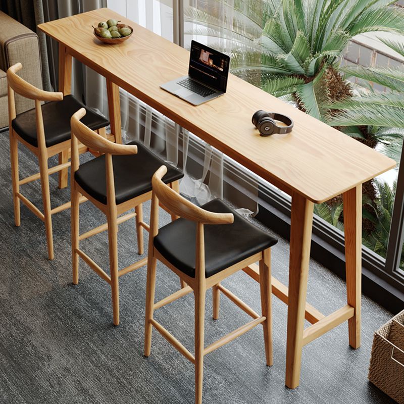 Solid Wood Bar Height Table Natural Rectangle Counter Height Table