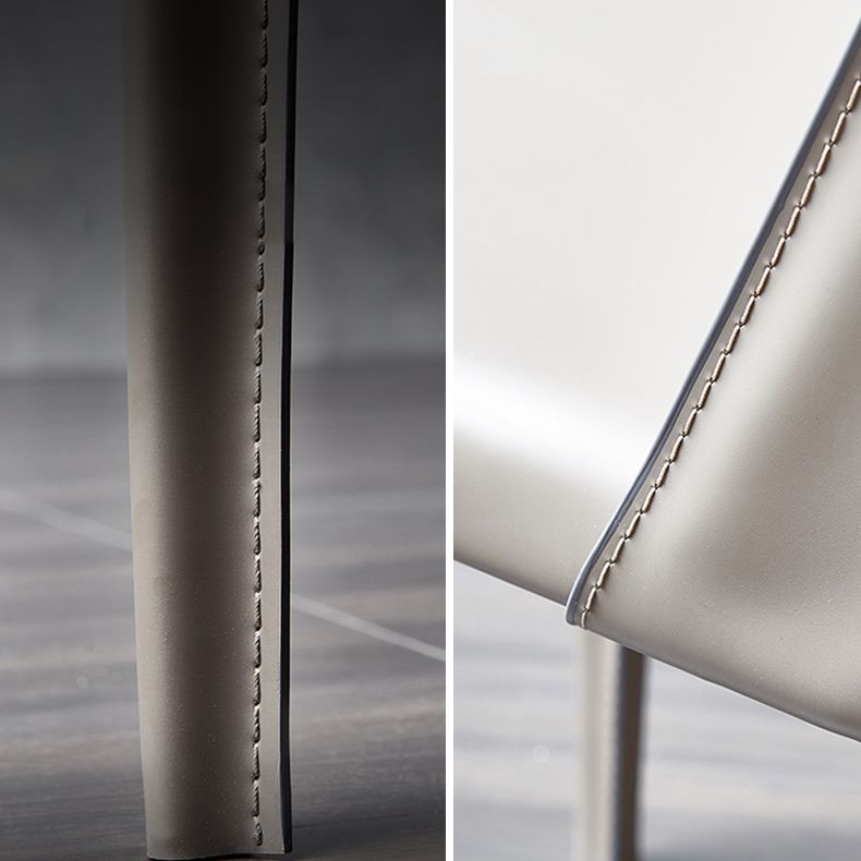 Minimalist Style Leather Dining Side Chair Solid Back Dining Chairs for Home