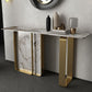 Tavolino console rettangolare moderna Tabella di divano console in oro e bianco