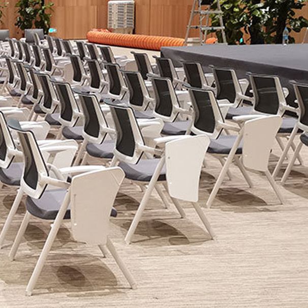 Mid Back Conference Chair with Arms White Metal Frame Modern Computer Office Chair Clearhalo 'furn' 'furn_office_chair' 'Furniture' 'furniture_office_chair' 'Office Chairs' 'Office Furniture' 'office_chair' 1200x1200_8184db9a-3a4e-40ee-ab69-24f5bff2005f