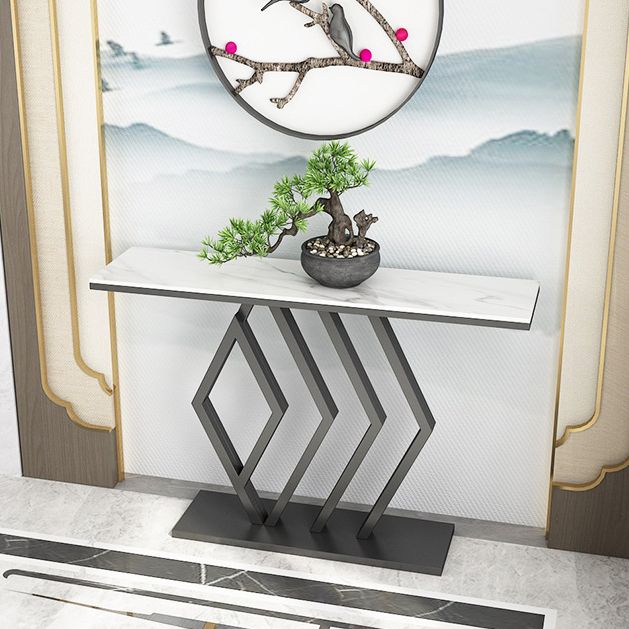 Contemporary Stone Console Sofa Table Rectangle Iron End Table for Hall Clearhalo 'Console Tables' 'console_tables' 'Entry & Mudroom Furniture' 'furn' 'furn_console_tables' 'Furniture' 1200x1200_8186bfb9-6a82-43d6-8217-474d35e07906