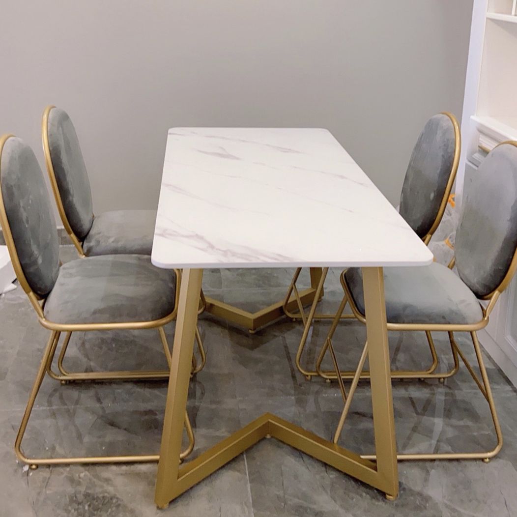 Scandinavian Standard Sintered Stone Top Dining Room Set of Rectangle Shape for Kitchen Table Set Clearhalo 'Dining Room Sets' 'Dining Tables & Seating' 'dining_room_set' 'furn' 'furn_dining_room_set' 'Furniture' 'furniture_dining_room_set' 'Kitchen & Dining Furniture' 'kitchen&dining_furn' 'kitchen' 1200x1200_81886140-0390-4f1f-a839-e2eab53b7f45