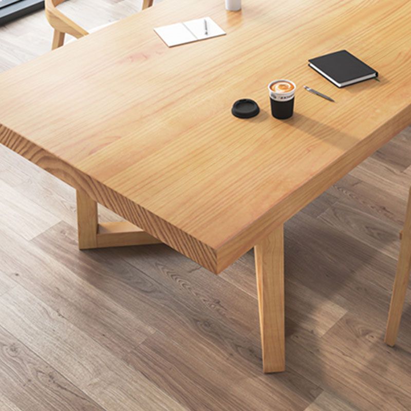 Contemporary Style Natural Office Desk Rectangular Shape Task Desk with 2 Legs Clearhalo 'furn' 'furn_office_desk' 'Furniture' 'Office Desks' 'Office Furniture' 'office_desk' 1200x1200_8188ae55-1e48-422c-88d9-79e062a337d6