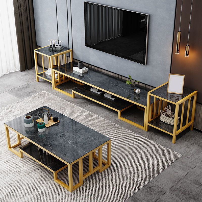 Glass TV Media Console Open Storage TV Console for Living Room Clearhalo 'furn' 'furn_tv_stands_entertainment_centers' 'Furniture' 'Living Room Furniture' 'TV Stands & Entertainment Centers' 'TV Stands & Media Storage Furniture' 'tv_stands_entertainment_centers' 1200x1200_8189728f-d1e7-4f2b-bb39-53697e224f61