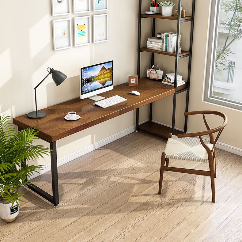 Scrivania in legno massello marrone industriale gambe in metallo da ufficio